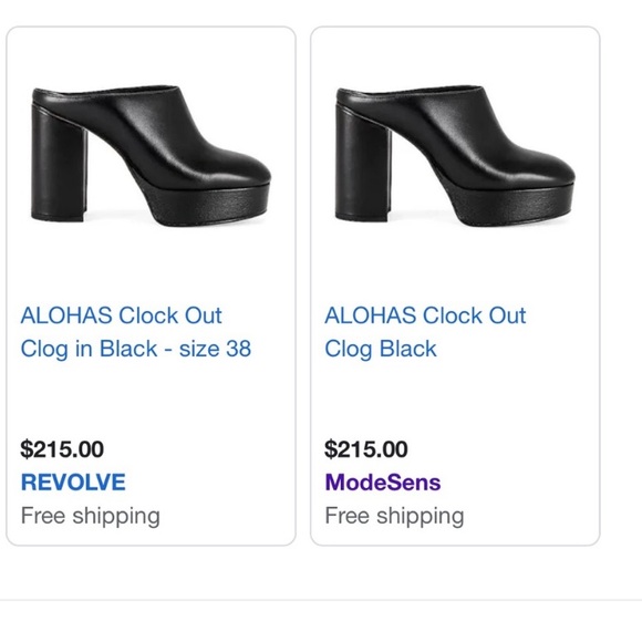 ALOHAS Revolve Clock out clog platform block heel mules black leather Spain - Picture 12 of 12